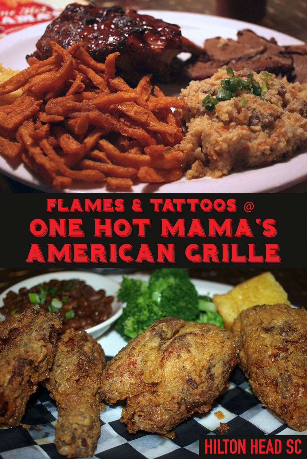 C'est des flammes et des tatouages au One Hot Mama's American Grille à Hilton Head Island en Caroline du Sud
