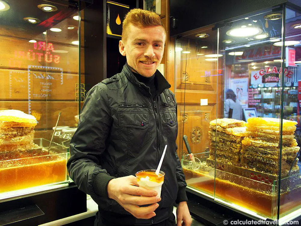 Eating Istanbul with the Walks of Turkey Istanbul Food Tour - Honey Yoghurt