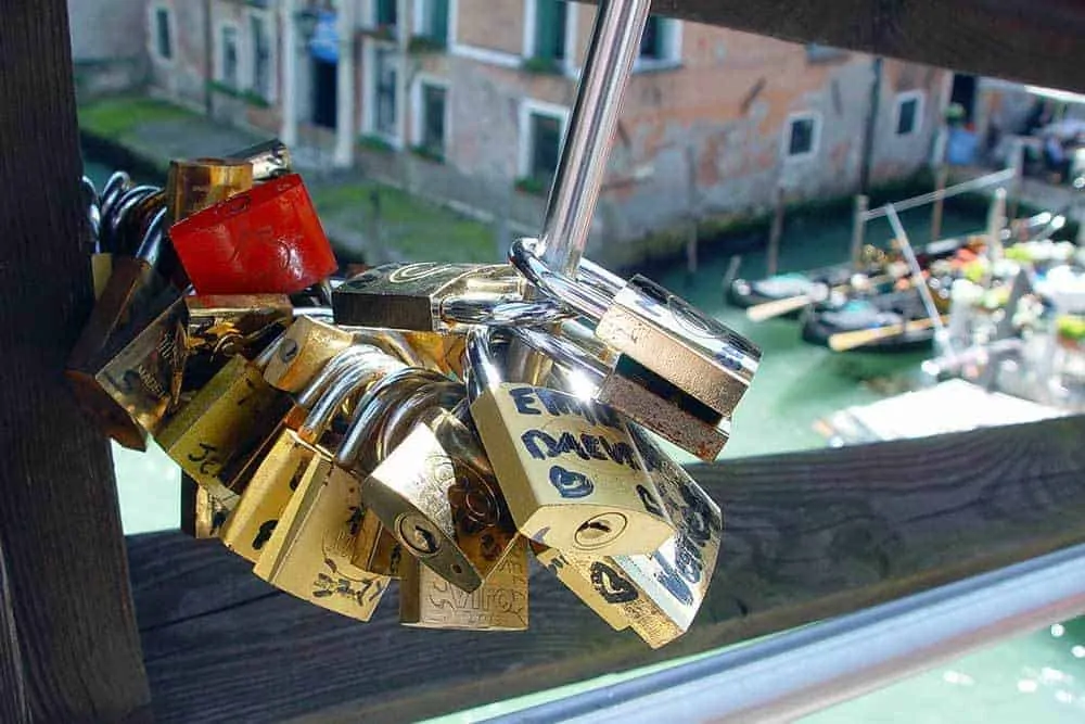 Love locks in Venice