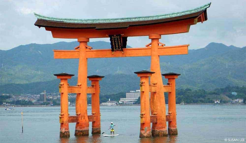 Mountain Views and Shinto Shrines in Miyajima, Japan - Torii Gate