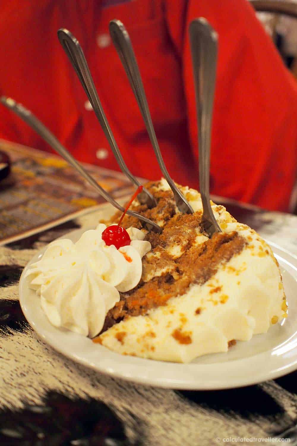Eating BIG - at the Big Texan Steak Ranch and Brew in Amarillo Texas - Carrot cake