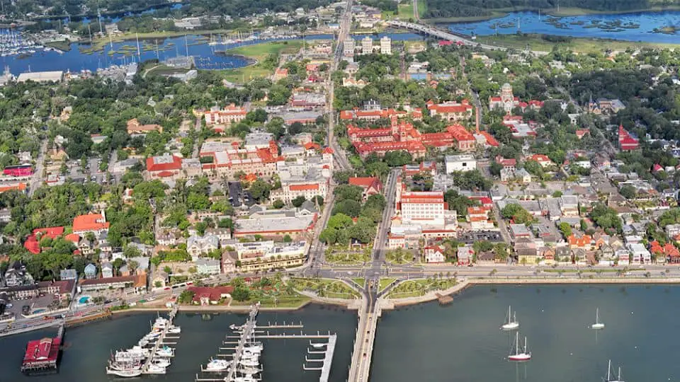 A Taste of St. Augustine Florida in Search of Spirits and Chocolate - Aerial photo of the city