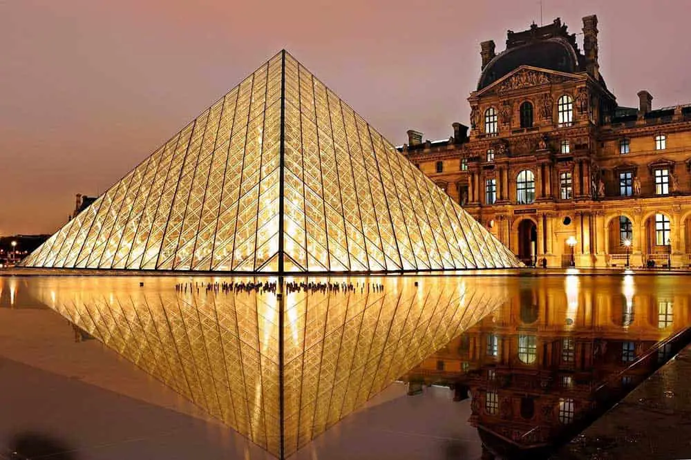 5 Best European Adventures for History Buffs. View of Louvre glass pyramid in Paris France