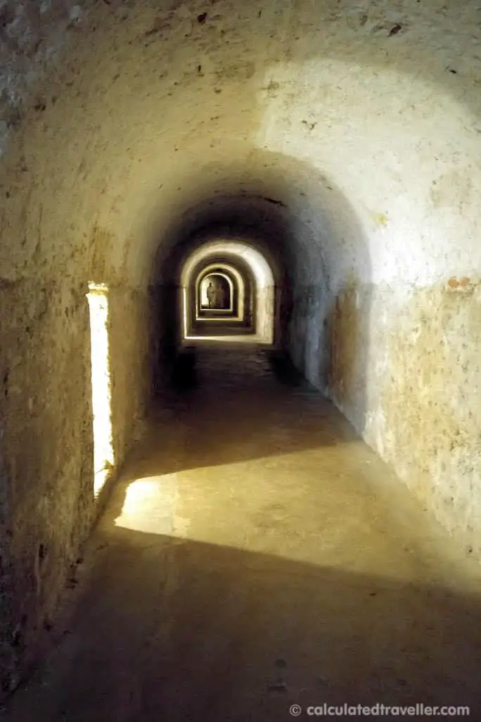 Inside one of the tunnels in Historical Fort Castillo de San Cristobal in San Juan Puerto Rico