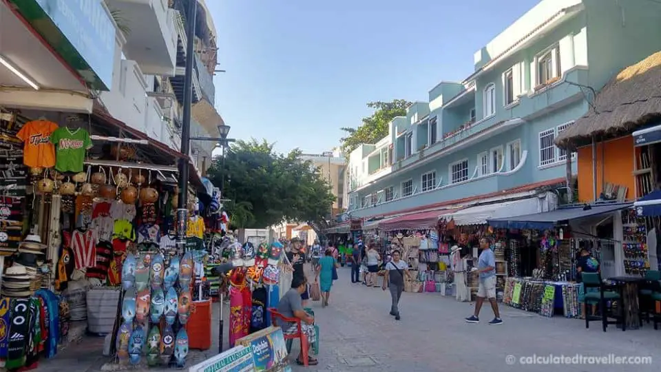 Downtown pedestrian street in Playa Del Carmen Mexico