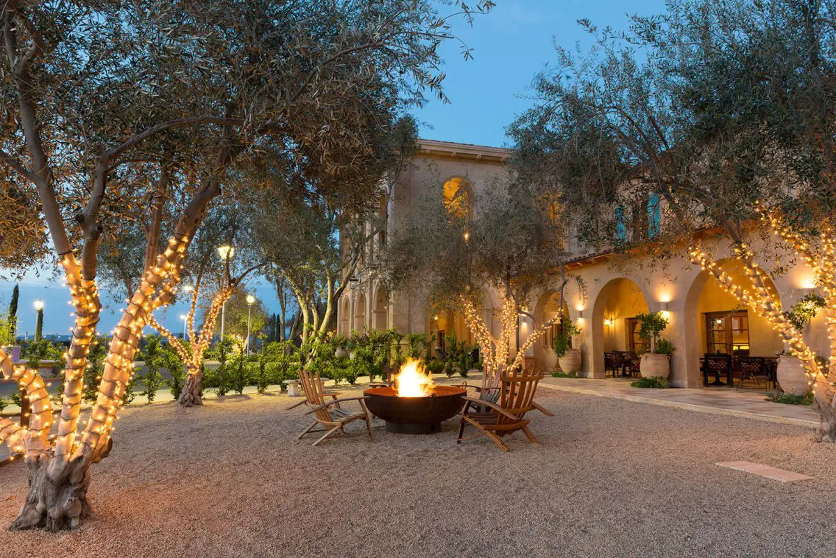 Allegretto Vineyard Resort fire pit at night