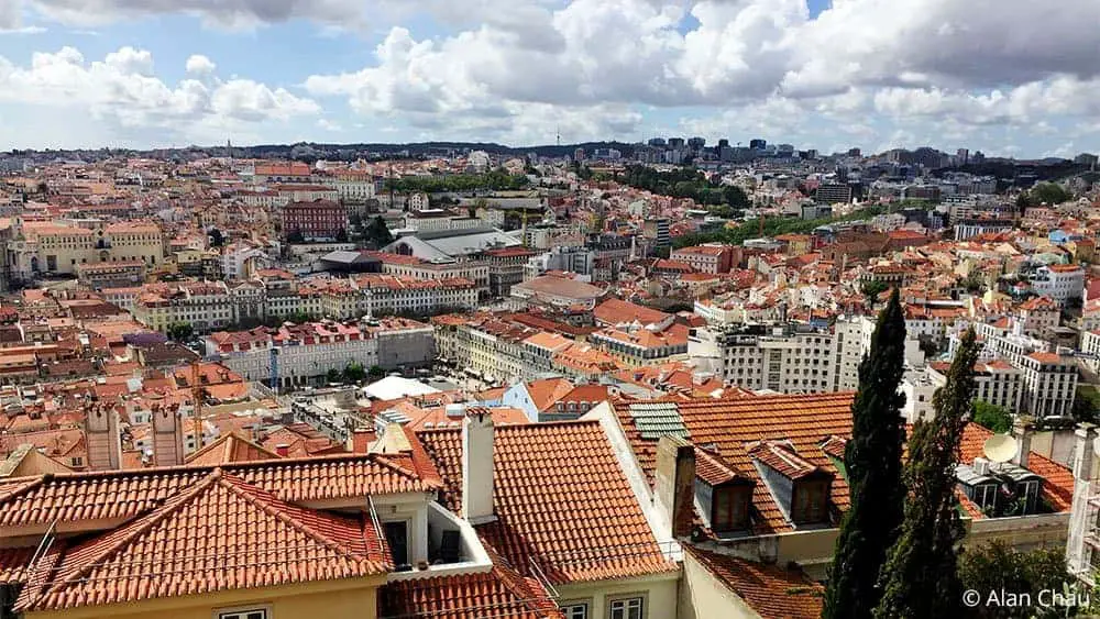 View of Lisbon Portugal from St Georges Castle