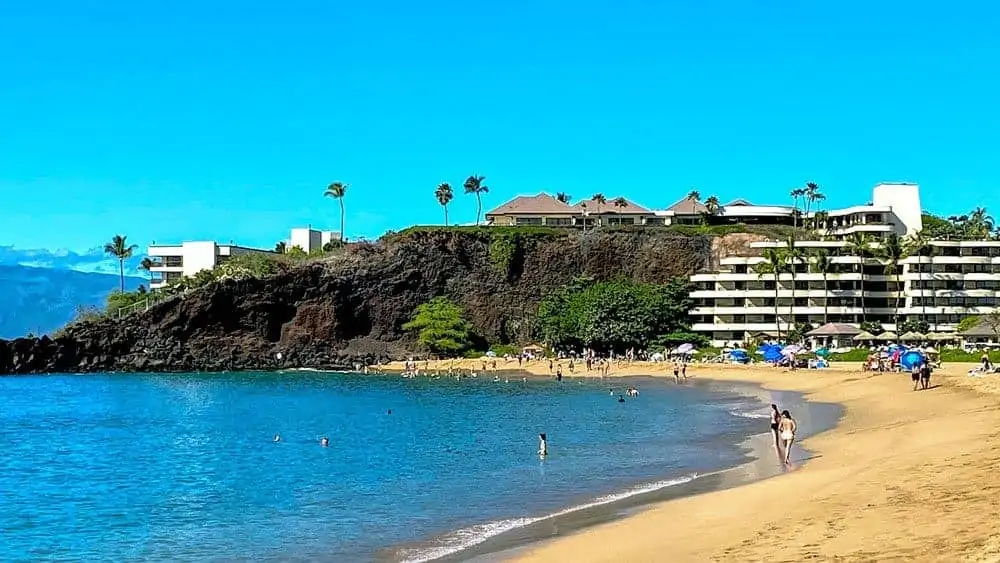 Black rocks at Kaanapali Beach Maui