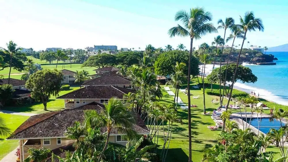 Beach front view from Royal Lahaina Hotel Maui Hawaii