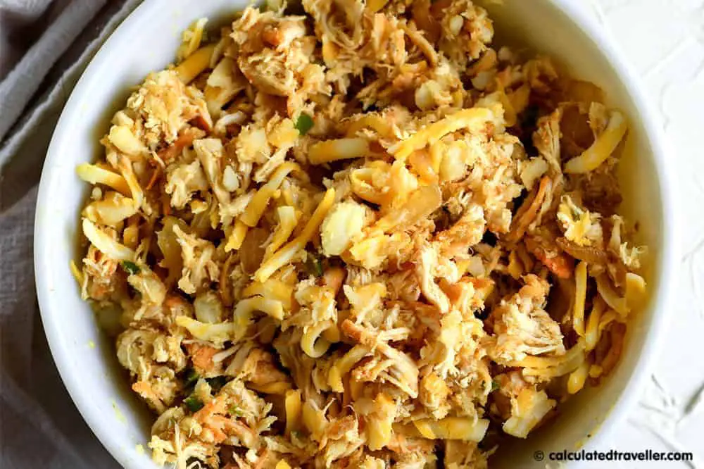 Shredded chicken taquito and potato filling