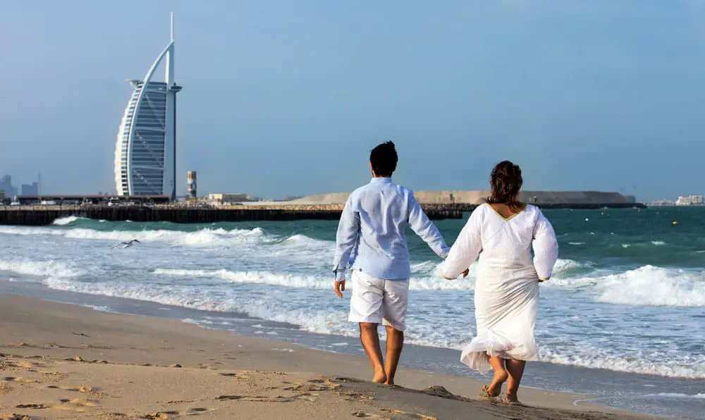 couple on the beach in Dubai