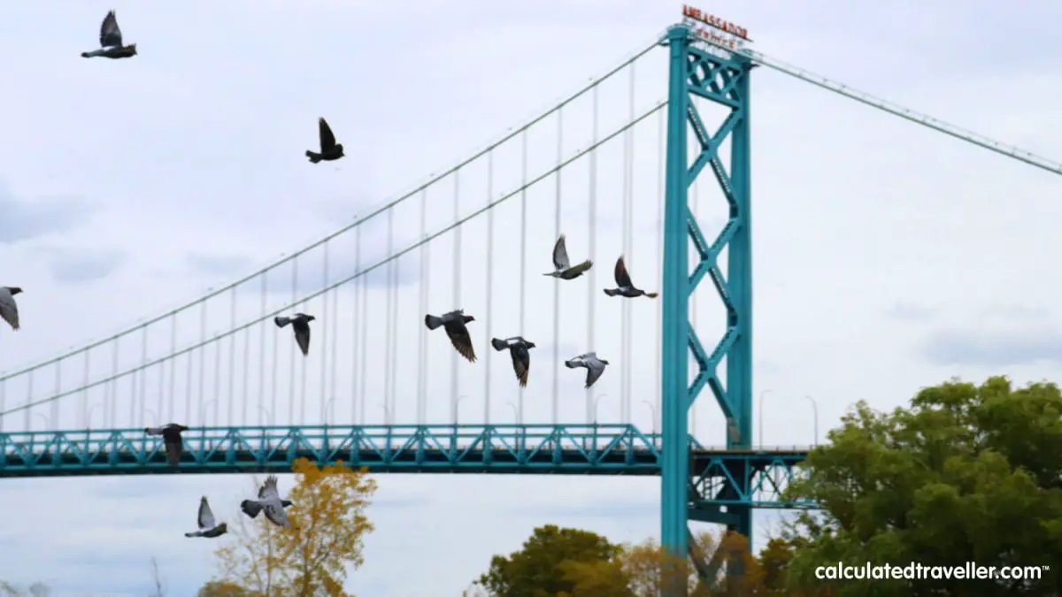 Ambassador Bridge as seen from Windsor Ontario Canada