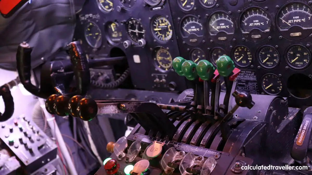 Inside the cockpit of the Air Canada flight simulator in the Canadian Aviation Museum Windsor Ontario Canada