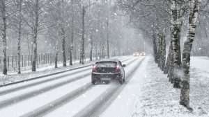 car driving on winter road