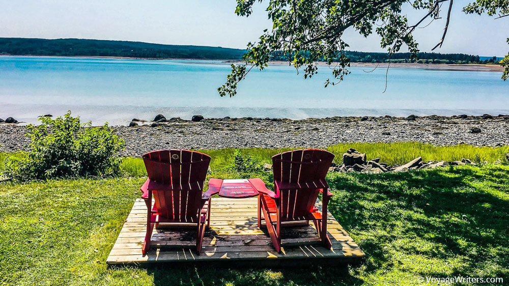 Red deck chairs Bay of Fundy and Annapolis Valley Nova Scotia