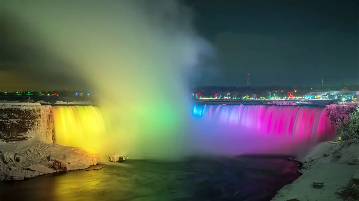 Niagara Falls illuminated in colours