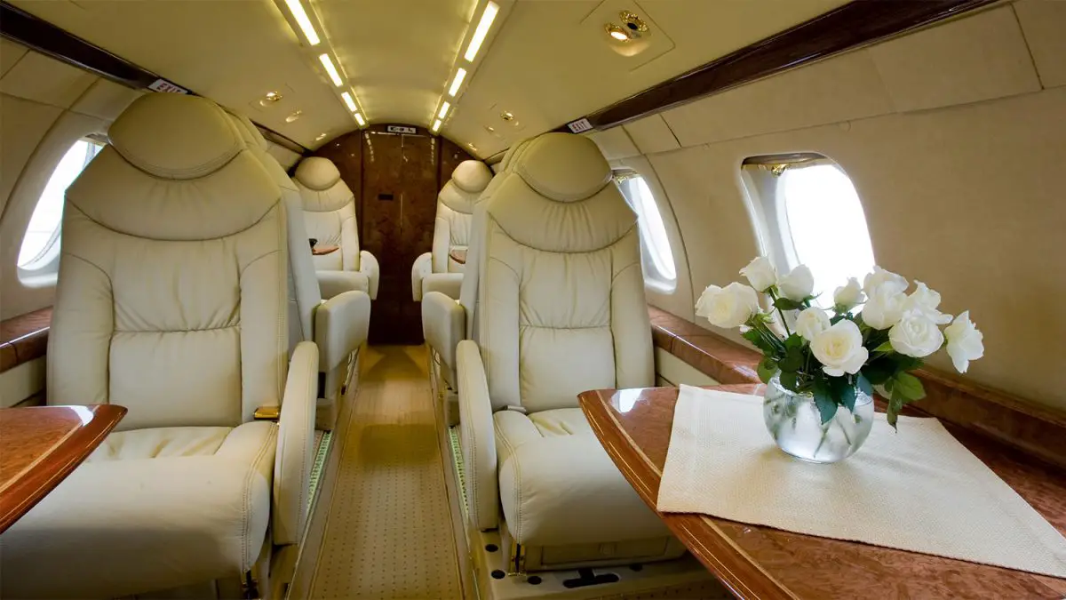 interior of luxury private jet