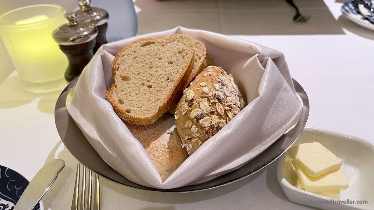Freshly baked bread basket on board Nieuw Statendam