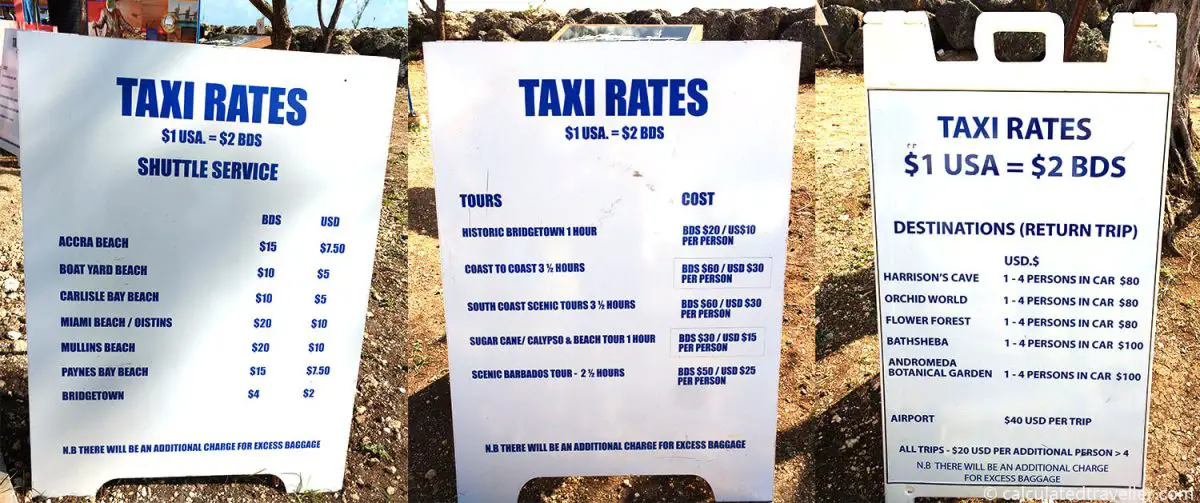 Barbados taxi rates