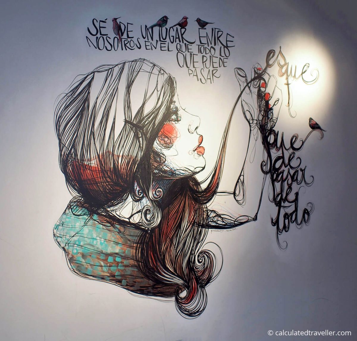 Illustrative artwork on the interior wall of Hotel Mercure Barcelona Condor