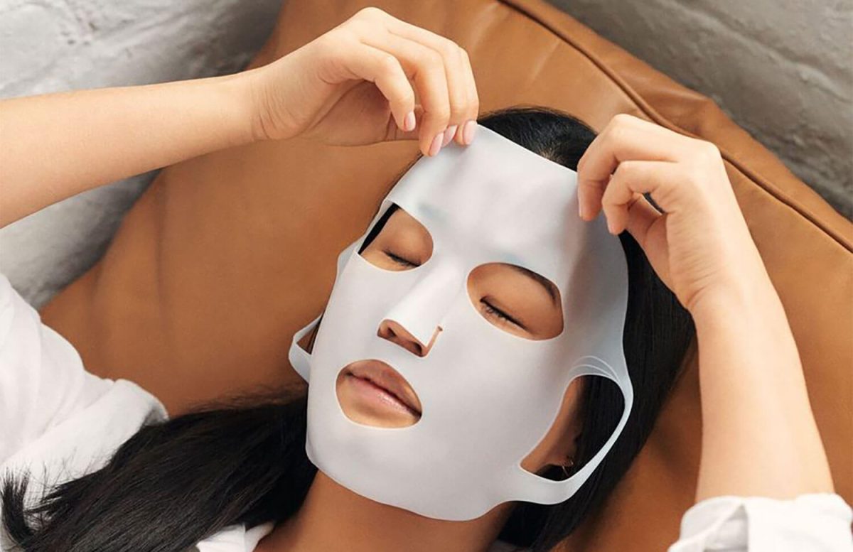 Model wearing Province Apothecary Reusable Silicone Sheet Mask