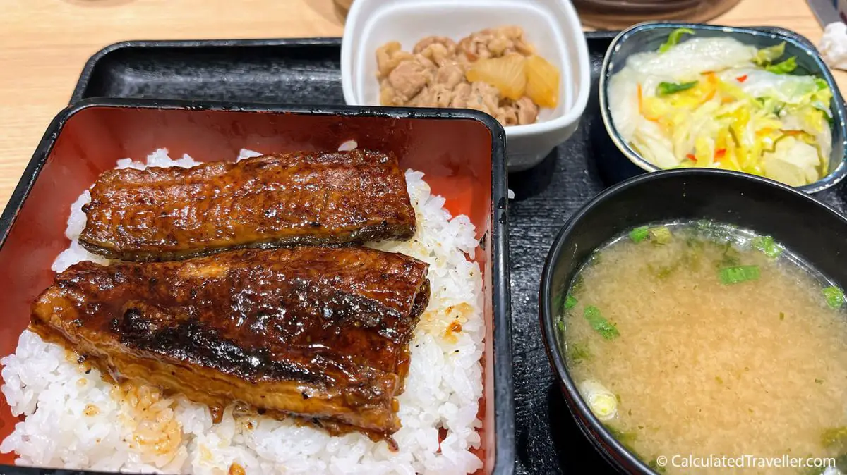 Unagi grilled eel rice meal from Yoshinoya